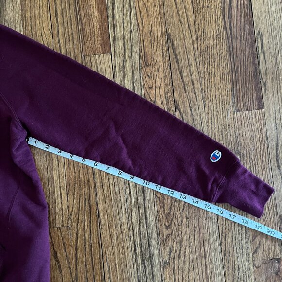Champion Dark Berry Powerblend Logo Hoodie Cotton Blend Sweatshirt Size Medium - Picture 5 of 7